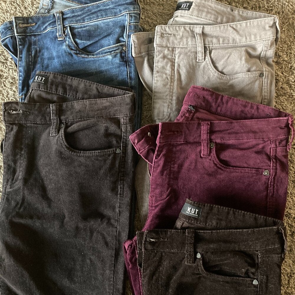 Lot of 5 Kut from the Kloth pants: 4 Diana slim cords, 1 Stevie straight jeans